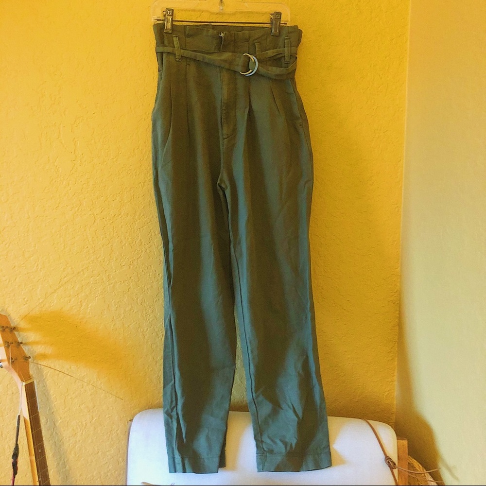 Belted Ankle Straight Pants